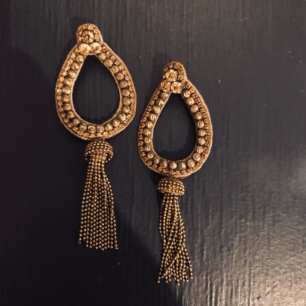 Deepa Gurnani Oval Beaded Earrings - Picture 3 of 3